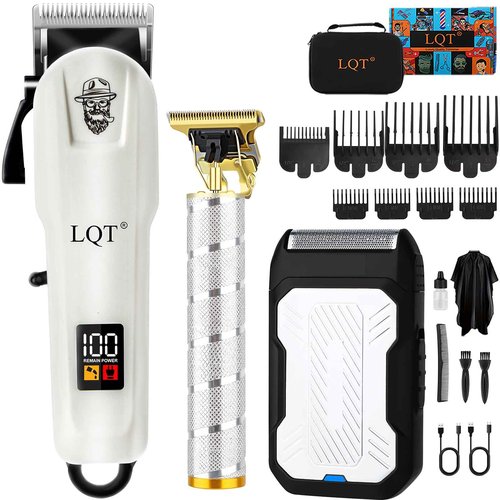 LQT Clippers and Trimmers Set for Men Cordless Professional Hair & Beard Trimmer with Adjustable Lever and Large Battery Capacity, Electric Razor for Men, Ideal for Home Barber Shops
