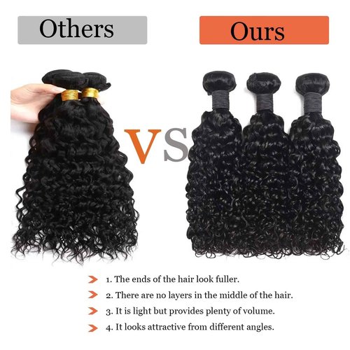 Water Wave Human Hair Bundles 12A Double Weft Deep Curly Wave Bundles 100% Unprocessed Brazilian Virgin Human Hair Natural Black Color Wet And Wavy Hair Extensions 20 22 24