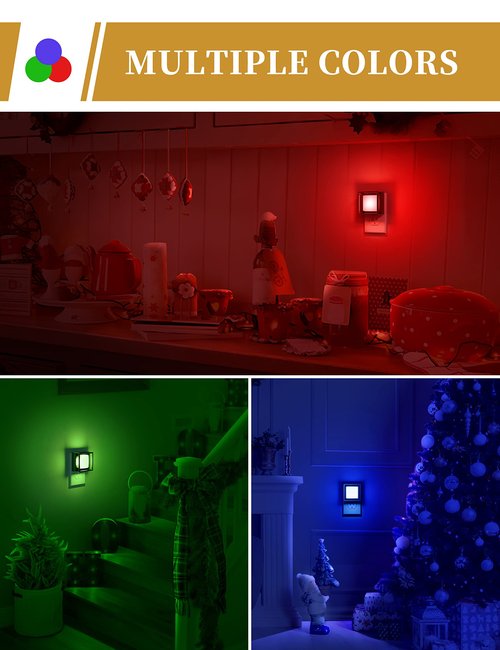 DORESshop Blue Night Light [2 Pack], Night Lights Plug Into Wall, Night Light Dusk to Dawn Sensor, LED NightLight Adjustable Brightness, Bedroom, Bathroom, Hallway, Stairs, Christmas, Party