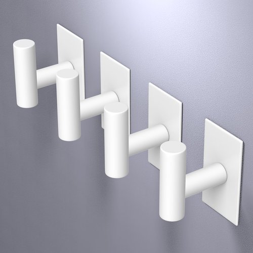 VAEHOLD Wall Towel Hooks, Heavy Duty Sticky Holder Waterproof Towel Hooks for Hanging Coat, Clothes, Closet Hook Wall Mount for Kitchen (White, 2 Pack)