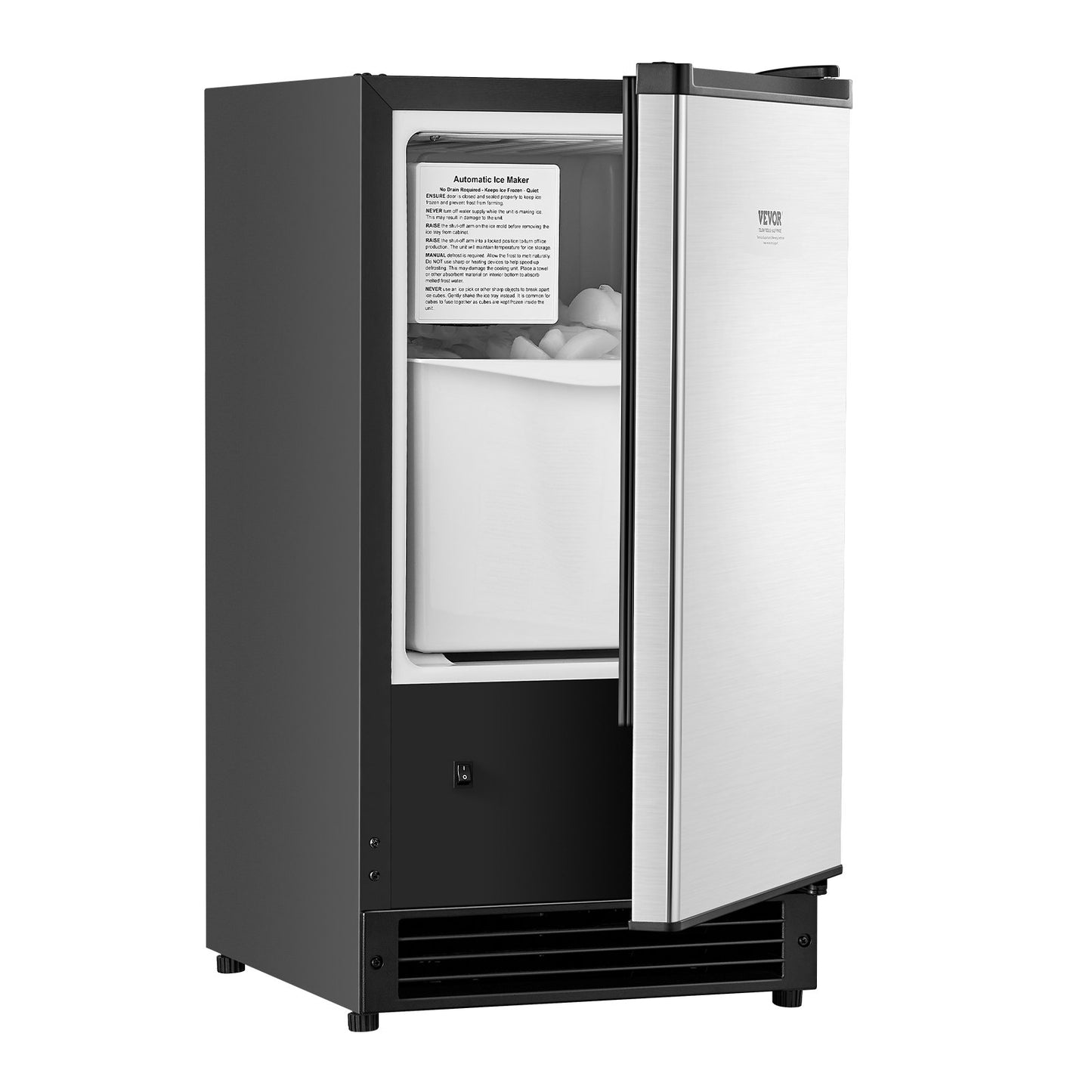 Undercounter Ice Maker 25 Lbs/Day Built-In Ice Machine with Reversible Door - Silver