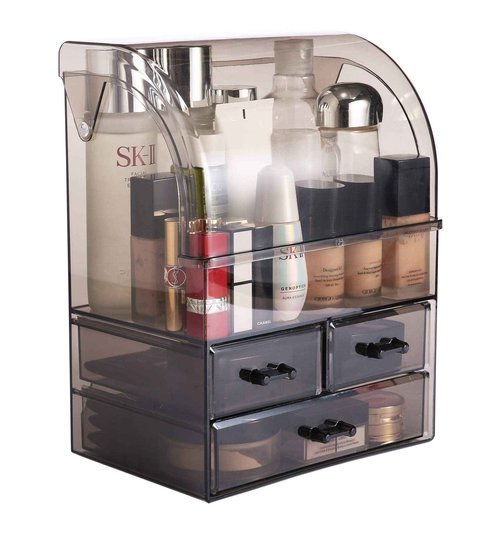 MOOCHI Professional Large Cosmetic Makeup Organizer Dust Water Proof Cosmetics Storage Display Case with Drawers