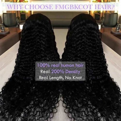 FMGBKCOT 20 Inch Deep Wave Lace Front Wigs Human Hair 13x6 HD Lace Front Wigs Human Hair Deep Wave Wig Glueless Wigs Pre Plucked Deep Curly Wig for Women