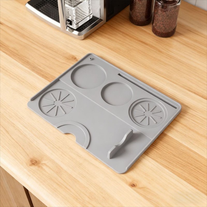 Silicone Coffee Machine Mat with Tamper Storage - 2-in-1 Kitchen Accessory