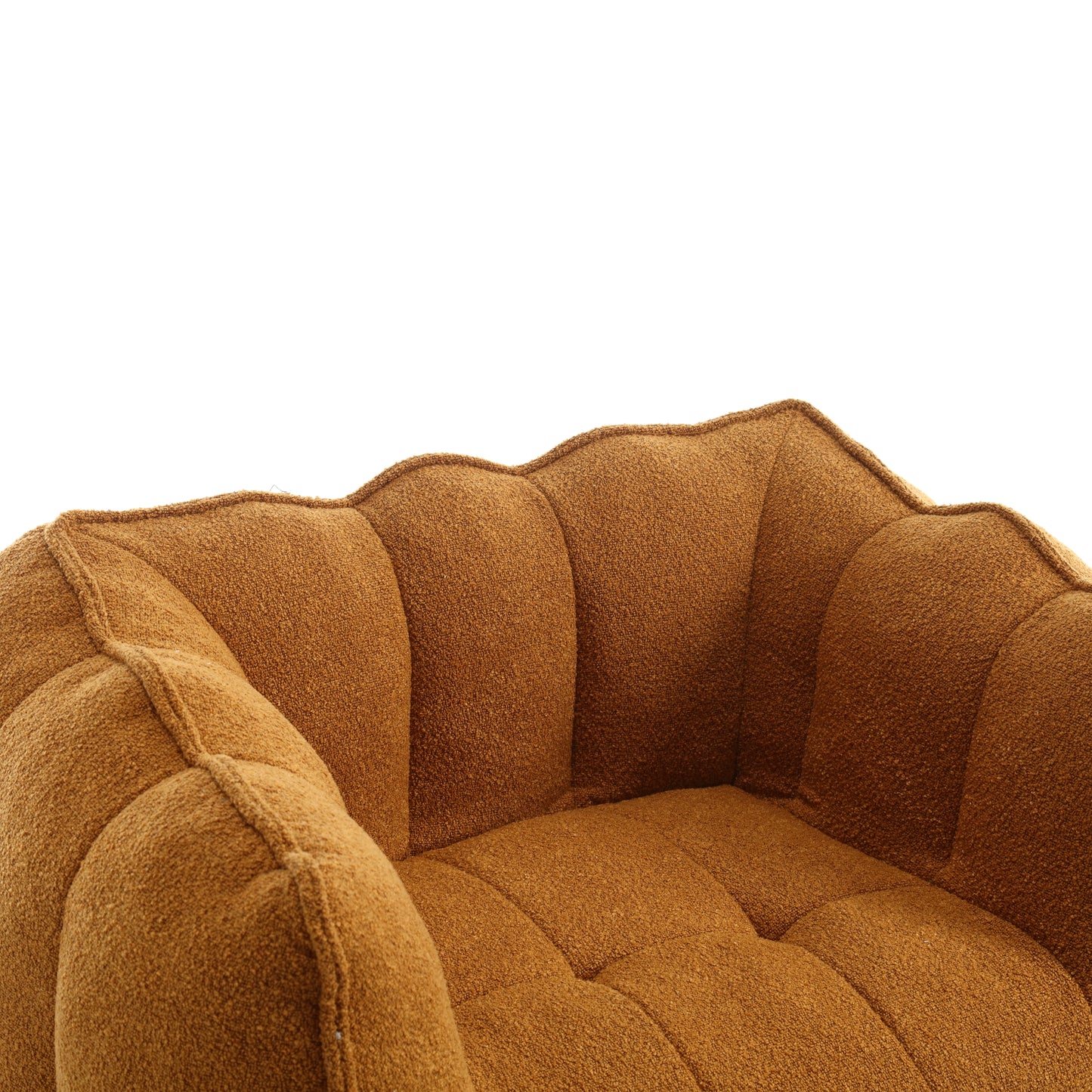 Soft Chenille Bean Bag Chair with Foam Filler - Khaki & Yellow