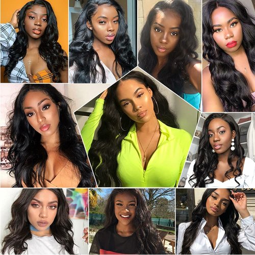 IUPin 13x4 Body Wave Lace Front Wigs Human Hair Pre Plucked Glueless HD Transparent Lace Frontal Wigs for Black Women 180 Density Brazilian Human Hair Wig with Baby Hair 20 Inch Bleached Knots