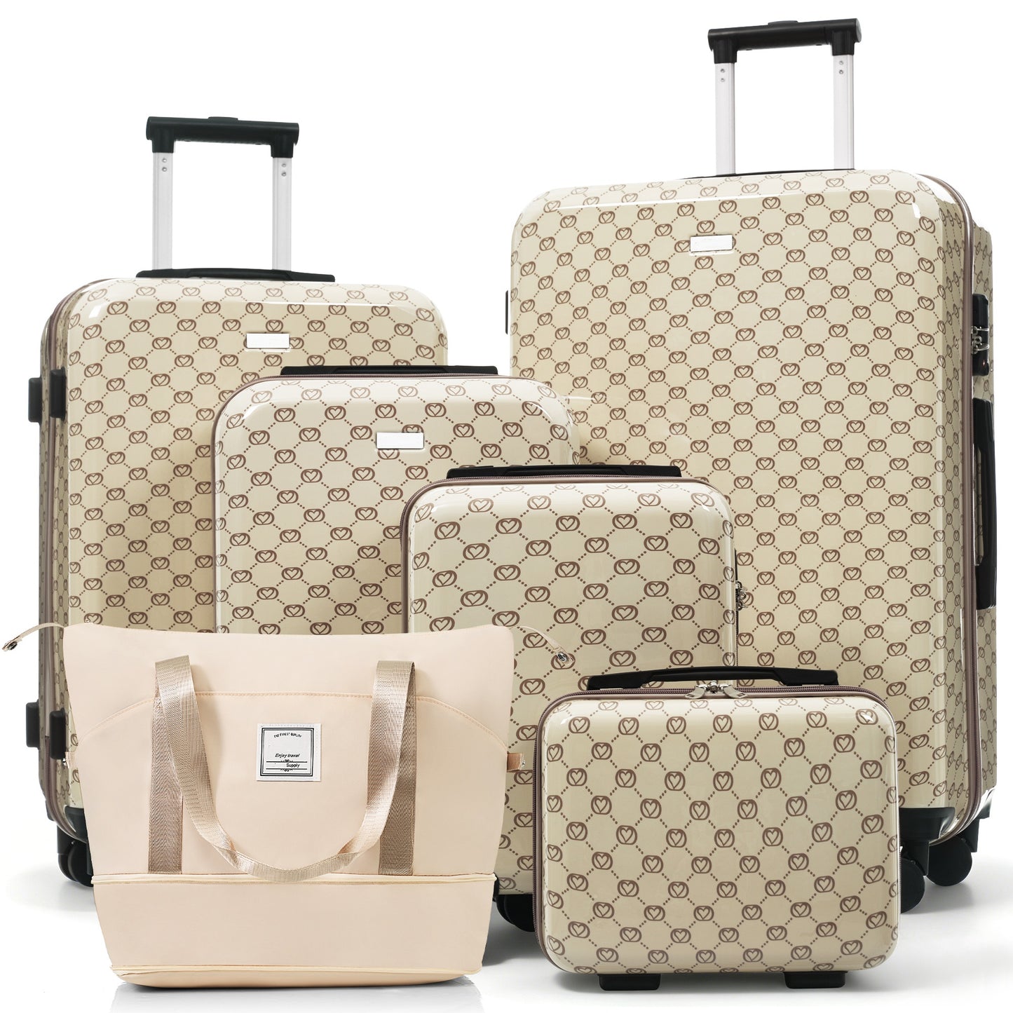 6-Piece Hardside Luggage Set with TSA Lock & Expandable Duffel - Khaki