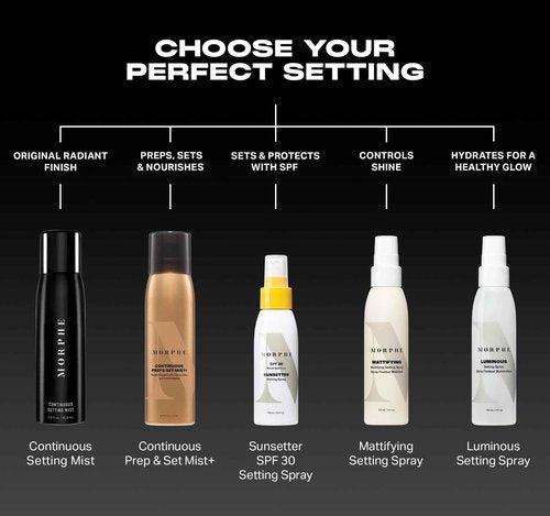 Morphe Mini Continuous Prep & Set Setting Spray - Hydrating Setting Spray for Makeup & Skin Prep - Enriched with Ceramides and Antioxidants for a Radiant Finish (3 Count, 1.3 fl oz)