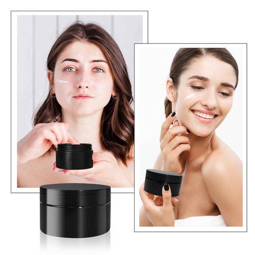 50 Pcs Plastic Jars with Lid 8 oz Plastic Cosmetic Containers Round Lotion Sample Containers Leak Proof Empty Cosmetic Jars Refillable Travel Jars for Storage Cream Powder Ointment Supplies(Black)