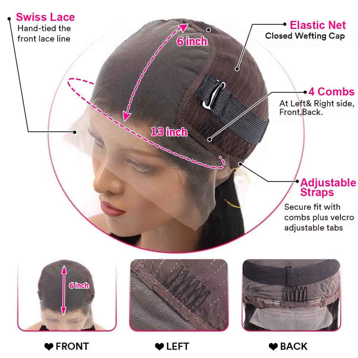 mengkai 13X6 Straight Lace Front Wigs Human Hair Pre Plucked with Baby Hair 13x6 HD Transparent Lace Frontal Wigs Human Hair 180% Density Straight Human Hair Wig for Women 30 Inch Glueless Wigs