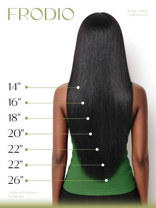 Frodio Clip Ins Hair Extensions Black: Remy Real Human Hair Pu Seamless Long Yaki Straight Invisible Beauty For Women Can Be Body Wave 26 Inch 100g 7 Piece Full Thick Brazilian Jet Black Natural Color