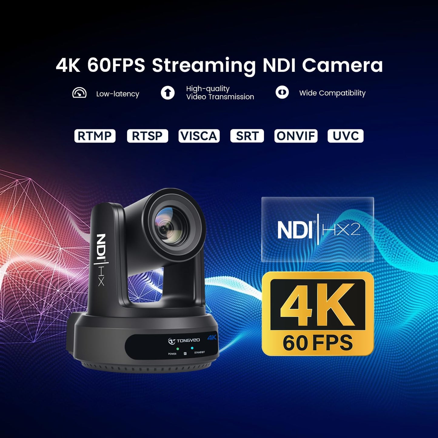 4K NDI PTZ Camera 60FPS, 4KP60 AI Auto-Tracking 20X Optical Zoom Video Conference Camera 1/1.8 UHD CMOS 8.42MP with USB 3G-SDI HDMI LAN Outputs POE Live Streaming for Church Worship Conference Events