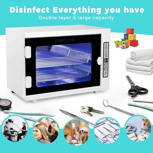 Nail Tool Cabinet, 12L Large Capacity Sanitizer Cleaning Supplies, Multi-Functional Nail Cleaner Box Manicure Tool Cleaning Cabinet Equipment Sanitizing for Beauty, Nail Salon Tool, Toy, Towel (WE)