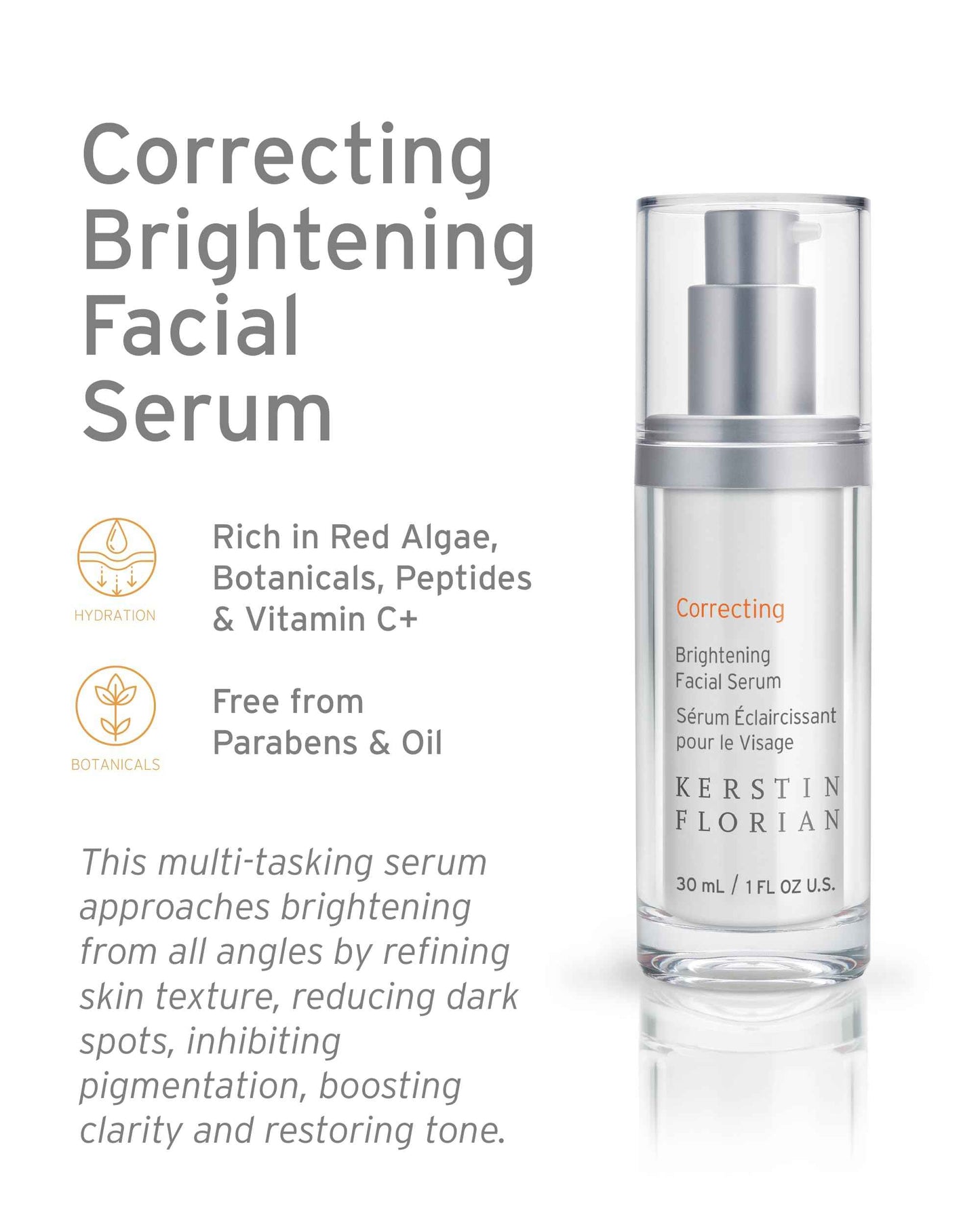 Kerstin Florian Brightening Facial Serum | Vitamin C Complex Boosts Collagen | Evens Skin Tone and Reduces Dark Spots | Facial Serum for All Skin Types (1 fl oz)