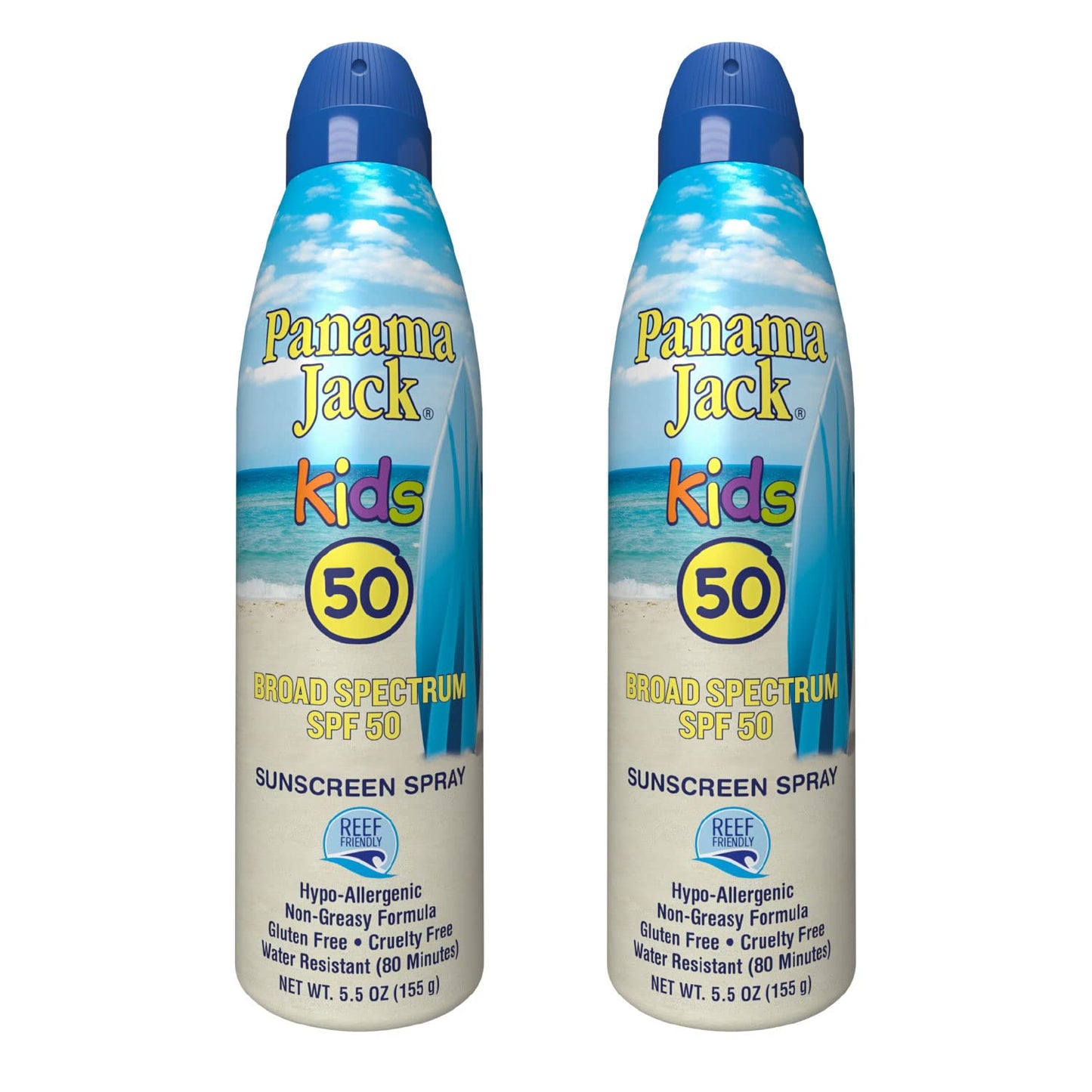 Panama Jack Kids Sunscreen Spray - SPF 50, Broad Spectrum UVA/UVB Protection, Hypo-Allergenic, PABA, Paraben, Gluten & Cruelty Free, Water Resistant (80 Minutes), 5.5 OZ (Pack of 6)