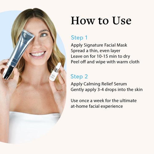 Silver Mirror Signature Facial Mask (1.7 fl oz) & Serum (0.33 fl oz), Skin Care Set, 2-Step Face Tightening and Lifting Skincare, Anti Wrinkle, with Hyaluronic Acid, for Instant Face Lift