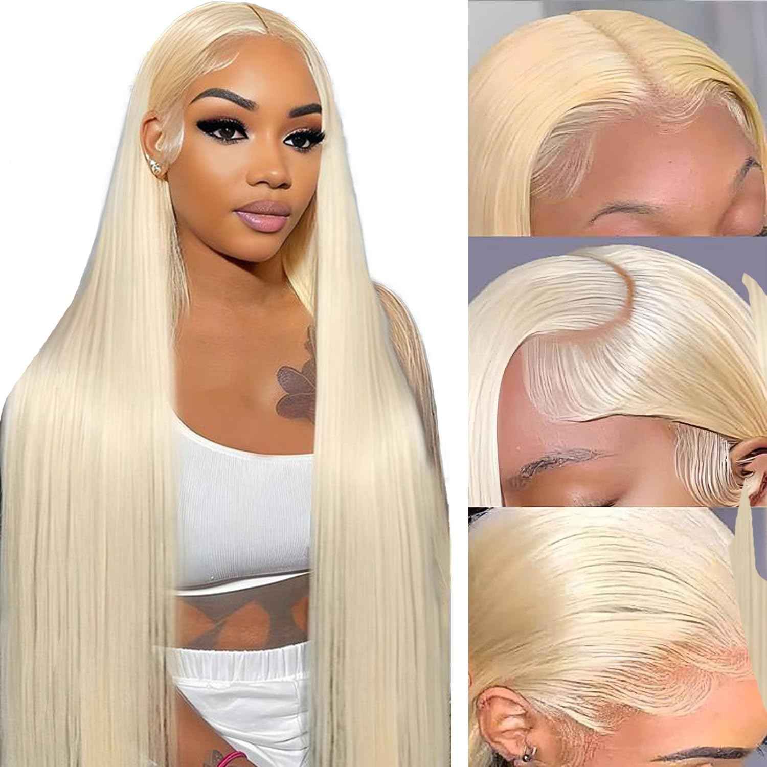 NICILK 30 Inch 613 13x6 Lace Front Wig Human Hair Straight Blonde Wig Human Hair 613 HD Transparent Lace Frontal Wigs Human Hair Pre Plucked with Baby Hair 200 Density Blonde Human Hair Wigs for Women