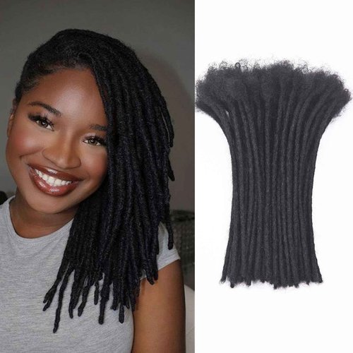 10 Inch 0.4cm Thickness Dreadlock Extensions Human Hair 60Strands 100% human hair Full handmade Loc Extensions Human Hair Can Be Curled and Bleached Dreads Extension for Men Women （Natual Black）