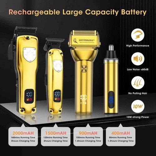 QREEYX Professional Hair Clippers for Men, Cordless Hair Clippers T-Blade Trimmer Nose Hair Trimmer Electric Shaver Set, Haircut Grooming Kit with LED Display, for Barber, Ideal Gift for Him