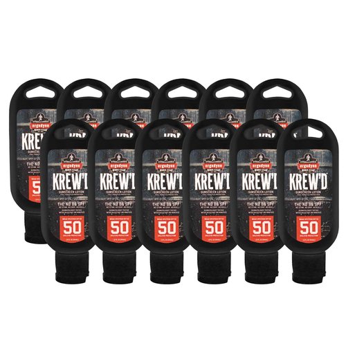 Ergodyne KREW’D 6352 Sunscreen Lotion, Broad Spectrum SPF 50, Water Resistant, Travel Size 1.5 oz, 12-Pack