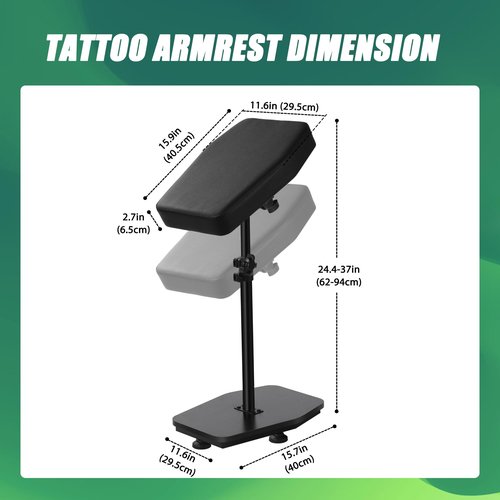 BARBALL Black Tattoo Armrest Stand Adjustable Height, Professional Design and Sturdy Base