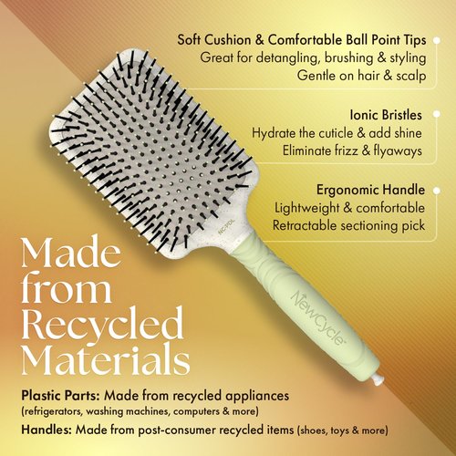 Olivia Garden NewCycle Ionic bristles Cushion Hair Brush and made from 100% recycled material (except bristles and cushion)