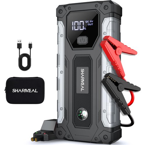Sharmeal Car Jump Starter 5000A, Jump Starter Battery Pack for 10.0L Gas and 8.0L Diesel, 12V Portable Jump Box with LED Light