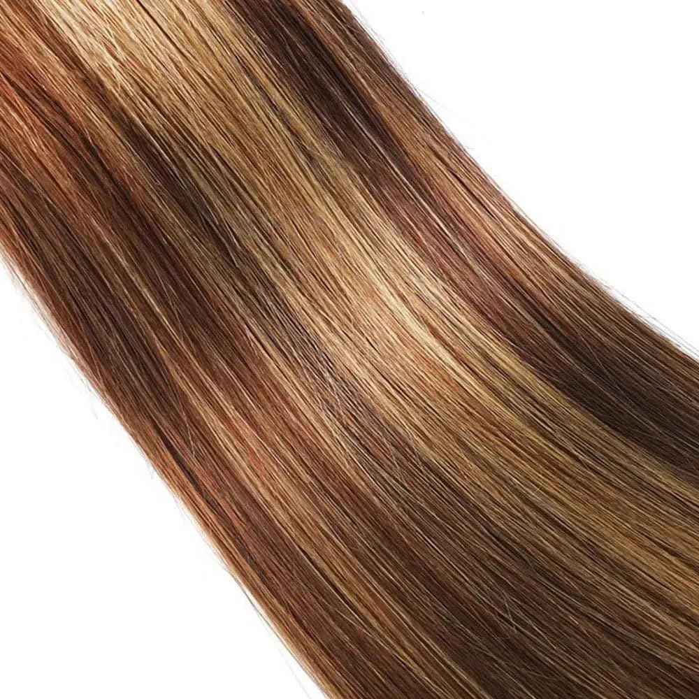 26 28 30 Inch Highlight Bundles Human Hair P4/27 Straight Honey Brown Bundles Brazilian Virgin Human Hair Bundle Brown Highlights Bundle Silky Soft Remy Hair Extensions