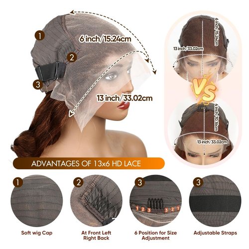 Chocolate Brown Lace Front Wigs human hair Pre Plucked with Baby Hair, 13x6 HD Body Wave Brown Lace Frontal Wigs Human Hair, 180 Density Colored Glueless Brown Wig Human Hair for Women 26inch