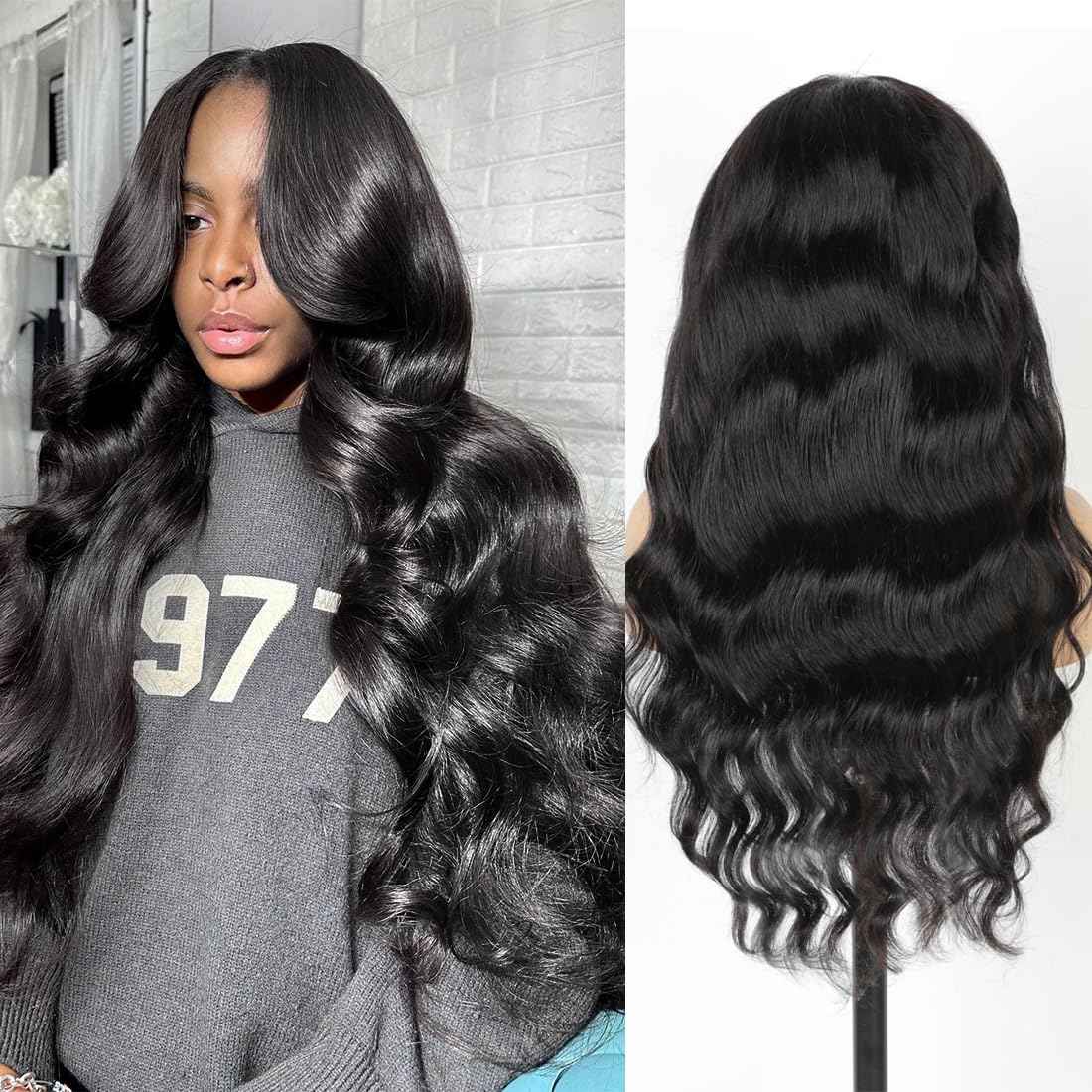 28 Inch Body Wave Lace Front Wigs Human Hair 13x4 SKINLIKE Real HD Lace Front Wigs Human Hair Pre Plucked Body Wave Glueless Frontal Wigs Human Hair 180% Density for Women