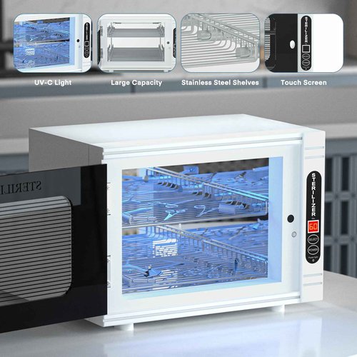 Yofuly Sterilizer for Esthetician, 12L Large Sterilizer for Nail Tools, Multi-Functional Nail Cleaning Box, Large Capacity Cleaning Cabinet for Home Use, Barbers, Beauty Salons, and Spas