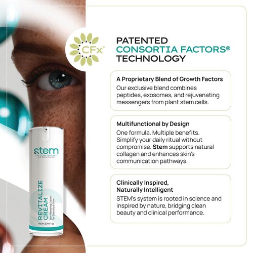 STEM Natural Intelligence Revitalize Cream, Facial Moisturizer, Luxury Skin Care, Face Moisturizer for Women, Peptides Serum, Antioxidant Support, Face Mask & Cream, 1oz Bottle