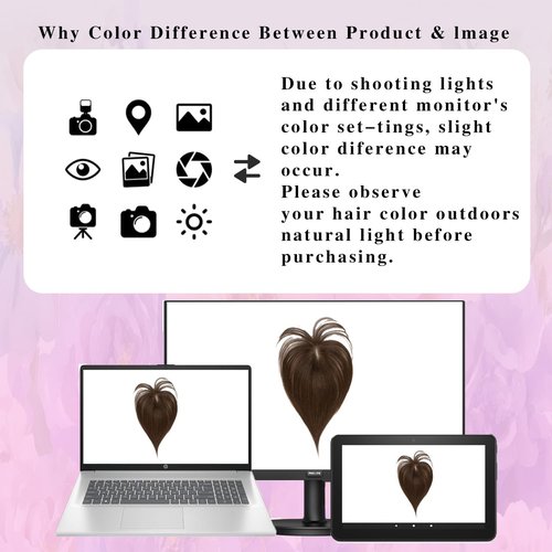 EAVFEFE Topperds for Thinning Hair: 12 Inch Womens Hair Topper 4# Medium Brown - Real Human Hair, Bangs & 360° Full Cover with 2 Clips (12in 4#)