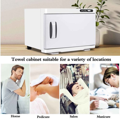 Salon Señor Hot Towel Warmer Cabinet 8L Towel Caddy for use in Facial Spas Salons and Home Use with Essential Oil Spot White