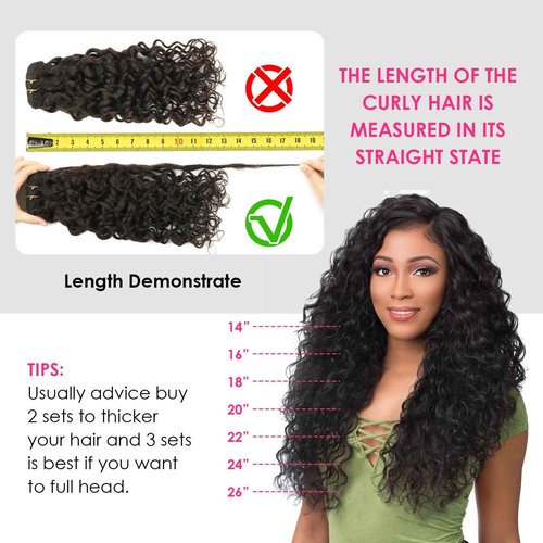 Yuniffe Natural Wavy Hair Extensions Clip ins for Women Dark Brown Natural Wave Curly Clip in Hair Extensions Double Weft 7Pcs 120g Full Head Human Hair Clip in Extensions 20 Inch #2