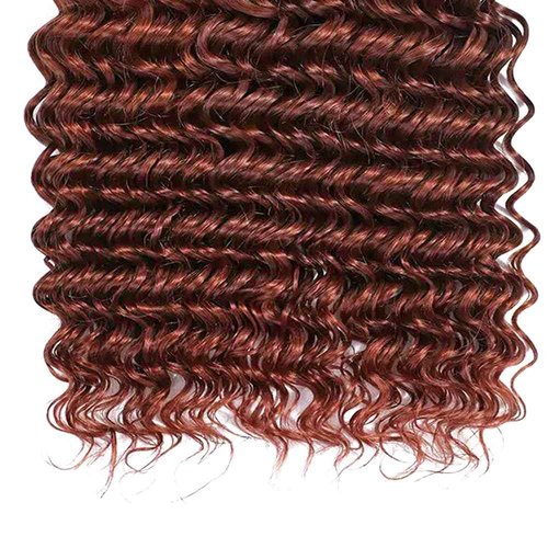 Color 33 Bundles Human Hair Reddish Brown Deep Wave Bundles Double Weft Brazilian Virgin Copper Red Brown Hair Extensions Silky and Soft for Black Women 18 18 18 Inch
