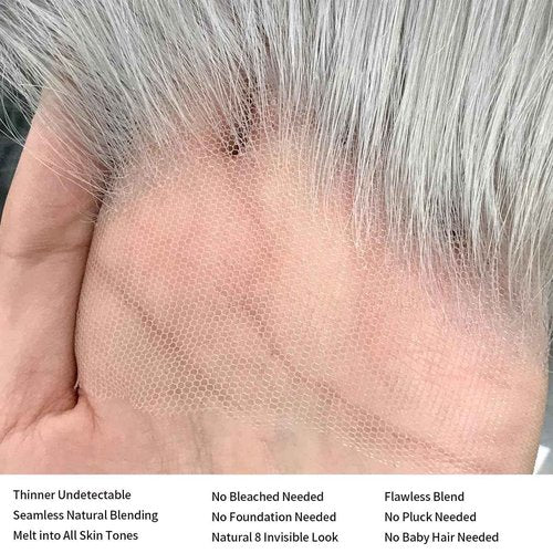 Mscathy 200% Grey Human Hair Wigs Straight 13×4 UHD Transparent Pre Plucked Pre Cut Gray Lace Front Wig Virgin Human Hair Glueless Lace Front Wigs for Women 24 Inch
