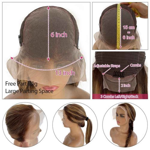 Ombre Highlight 13x6 Lace Front Wig Pre Plucked, 26 Inch 4T4/27 Honey Blonde lace frontal Wigs with Baby Hair 13x6 HD Transparent Lace Front wig Human Hair for Women Colored Real Human Hair Wigs