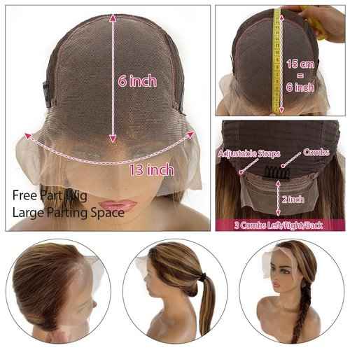 Balayage Highlights Lace Front Wig Human Hair Pre Plucked 24 Inch 13x6 HD Lace Frontal Wig Honey Blonde Highlight Outre Melted Hairline Lace Front Wig 150% Density Glusless Wigs Human Hair for Women