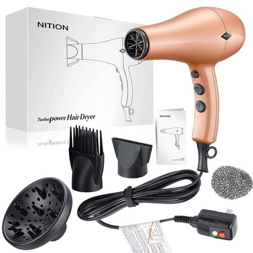 NITION Pro Salon Hair Flat Iron Styling Tools Hair Straightener and Hair Dryer with Diffuser/Comb Set