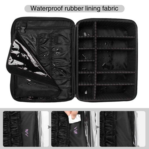 Relavel Large Makeup Organizer Profession Makeup Bag Extra Large Makeup Case with Adjustable Dividers, Adjustable Angle Fixed Belt and Shoulder Strap