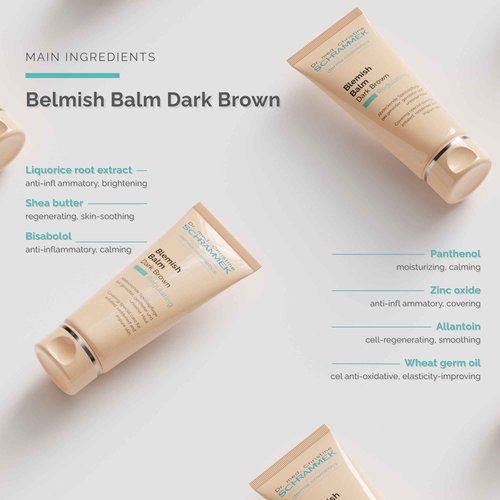 Schrammek Blemish Balm Dark Brown (1.4 fl oz) - Covering Special Care for Irritated, Reddened & Impure Skin - The Original since 1967 - BB Cream - Tinted Face Moisturizer - Facial Skin Care - Dr