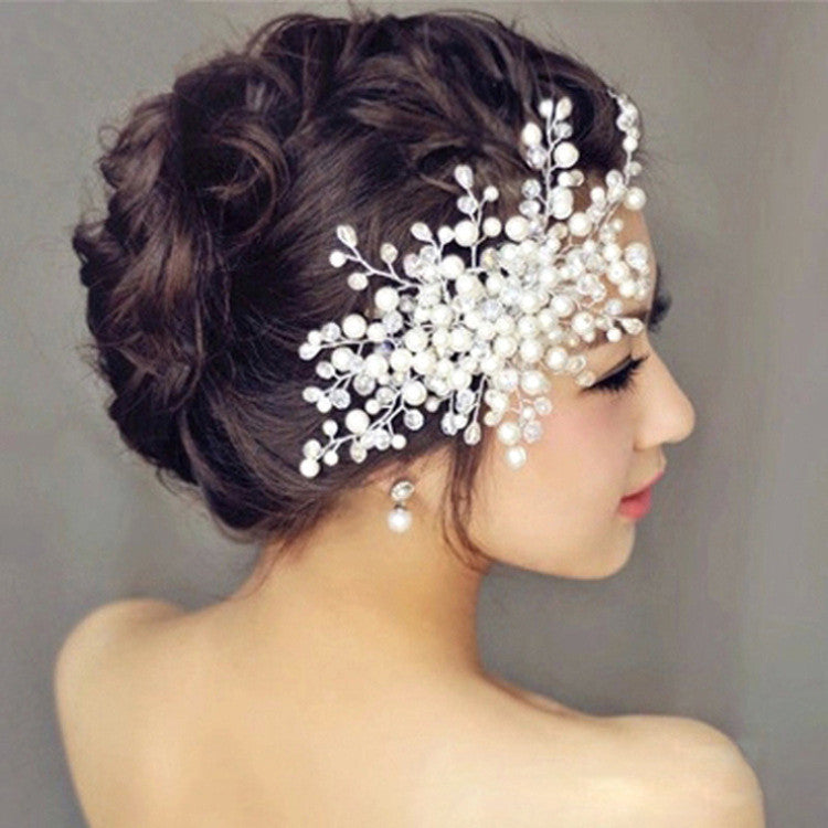 Handmade Crystal Beaded Bridal Hair Comb - White