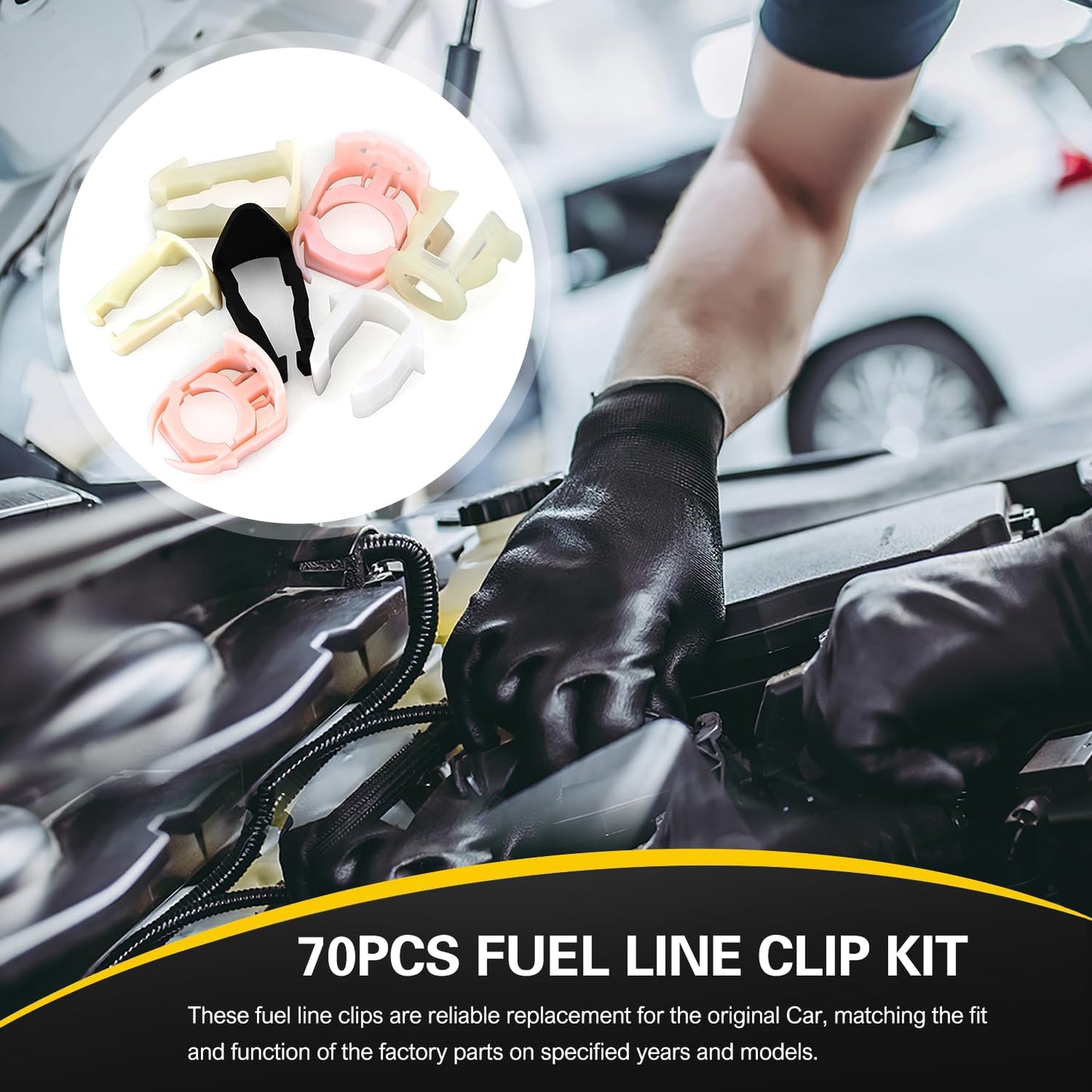 GOOACC 70Pcs Fuel Line Retaining Clips Assortment Kit 3/8" 5/16" Fuel Line Hose Pipe Retainer Clip Compatible with Ford GM