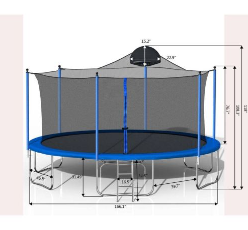 14FT Trampoline for Kids & Adults with Basketball Hoop and Safety Net
