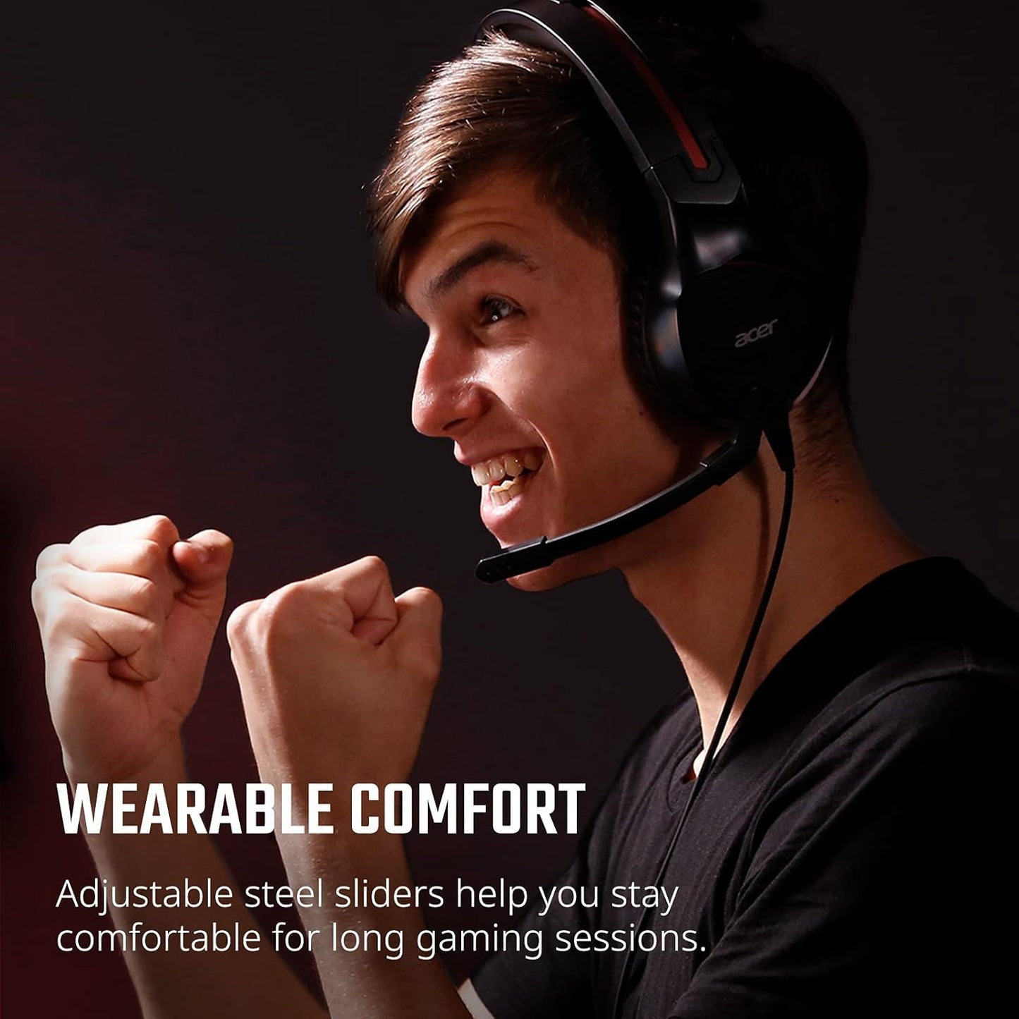 Acer Nitro Gaming Headset II: 50mm Drivers | Retractable Omni-Directional Noise-Canceling Microphone with On-Cable Controls | Over-Ear Design with RGB Lights, (Pack of 1)