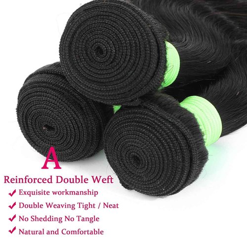 Human Hair Bundles Body Wave Bundles Human Hair 14 16 18 Inch 12A Grade 100% Unprocessed Brazilian Virgin Hair Body Wave 3 Bundles Deals Real Human Hair Extensions For Black Women Natural Black