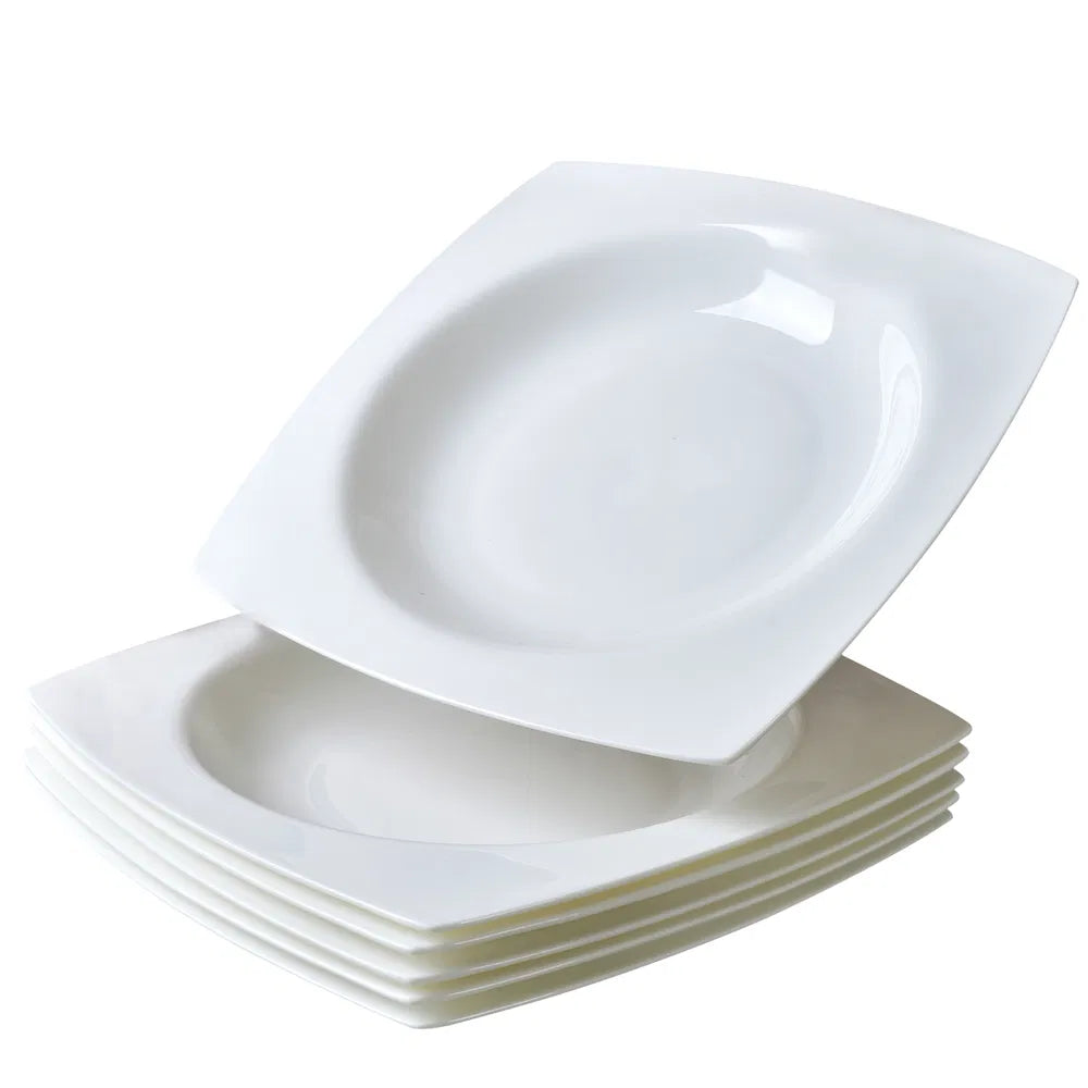 Square Salad Plate Set for 6 - Elegant Ceramic Dinnerware