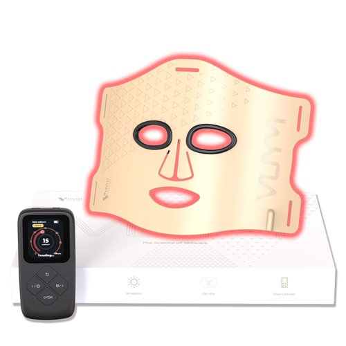 Infrared Light Therapy Mask: Portable Remote High-Energy Skincare Device, 292 LEDs Professional Infrared Red Light Therapy for Face, Red Light Mask Gift Pack - Golden