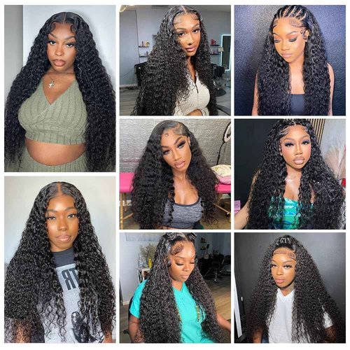 Hidden Strap Deep Wave 5x5 HD Lace Closure Wigs Human Hair Invisible Strap Bleached Konts Glueless Wigs Human Hair Pre Plucked Pre Cut 180% Denisty Deep Wave Closure Wigs with Drawstring 24 inch